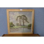 C. Kidgers, river landscape, oil on board, framed