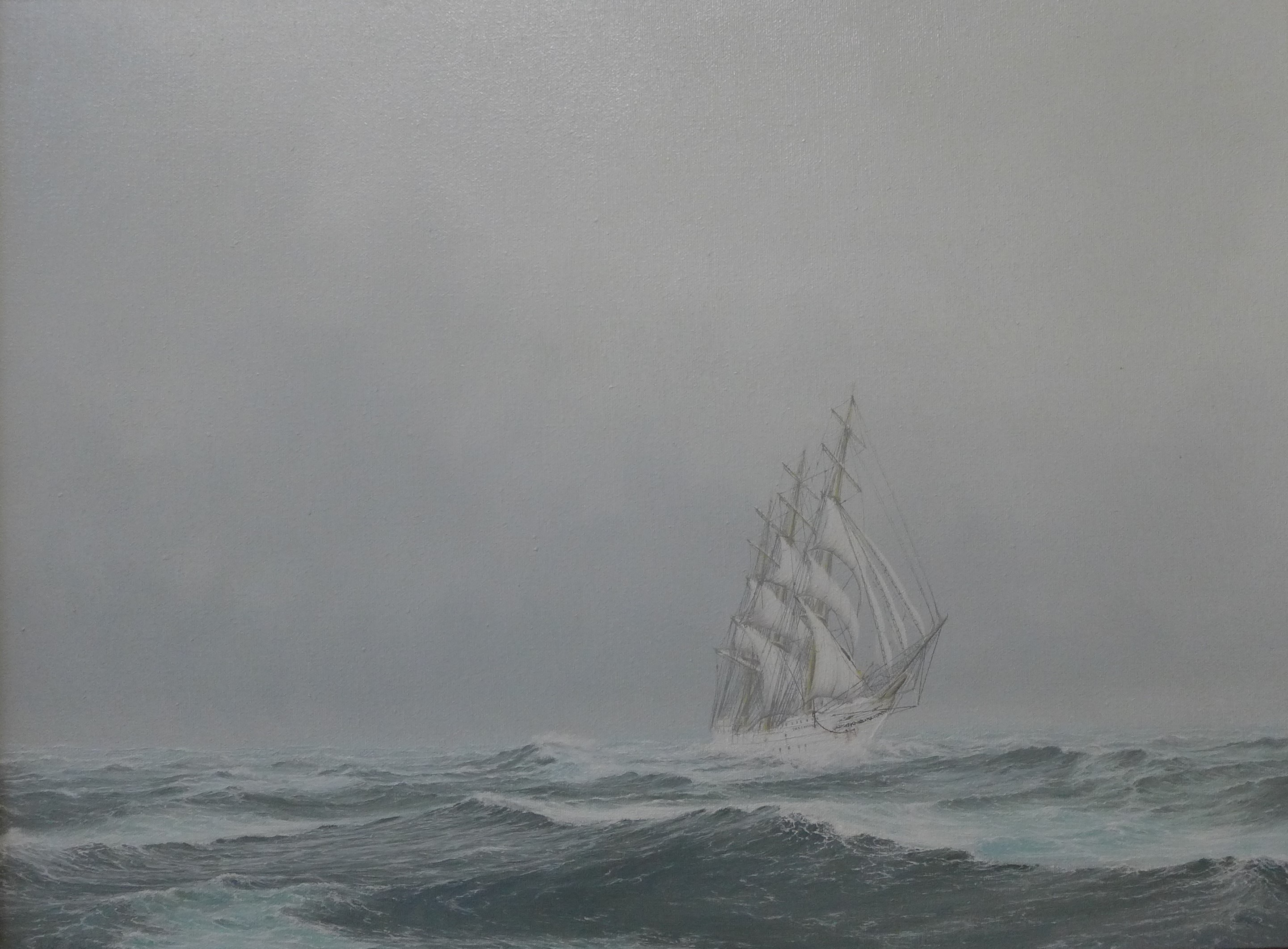 Jerry S. Waide (b. 1948), shipping off the coast, oil on canvas, 44 x 59cms, framed