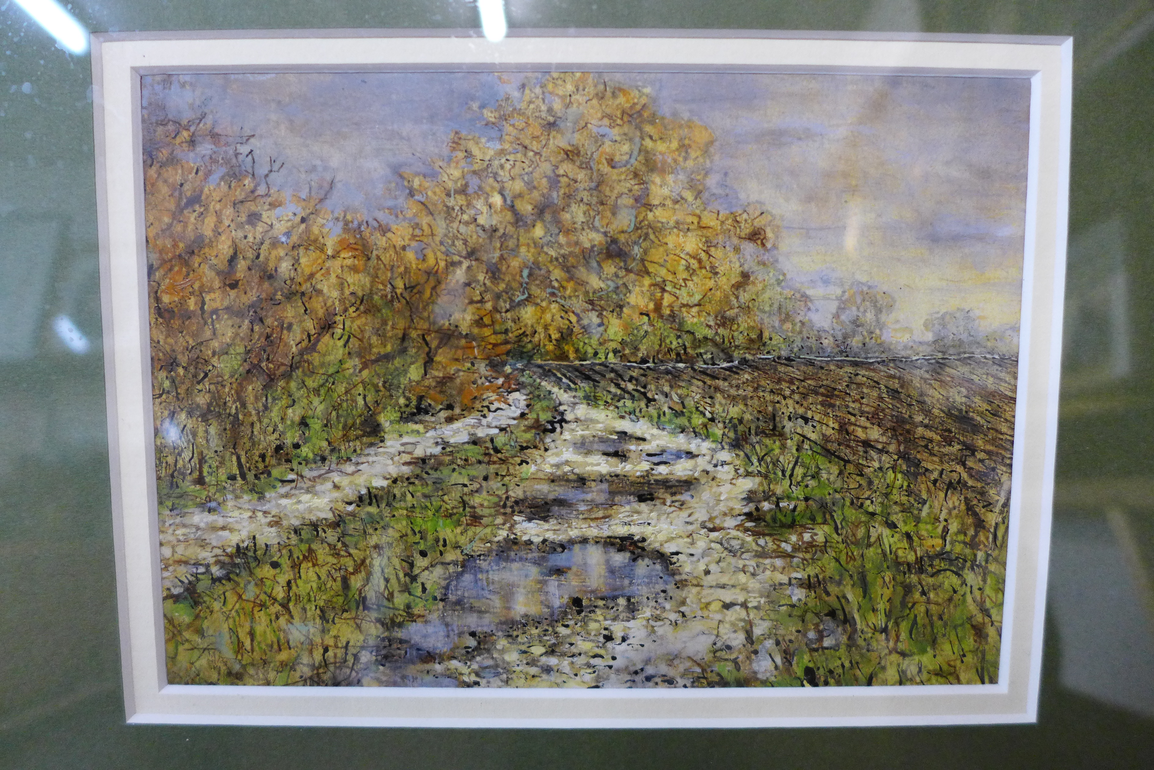 Jean Howell, Slow River, mixed media, framed