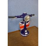 A blue Union Jack Vespa table lamp