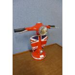 A red Union Jack Vespa table lamp