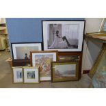 Four Jack Vettriano prints and four others
