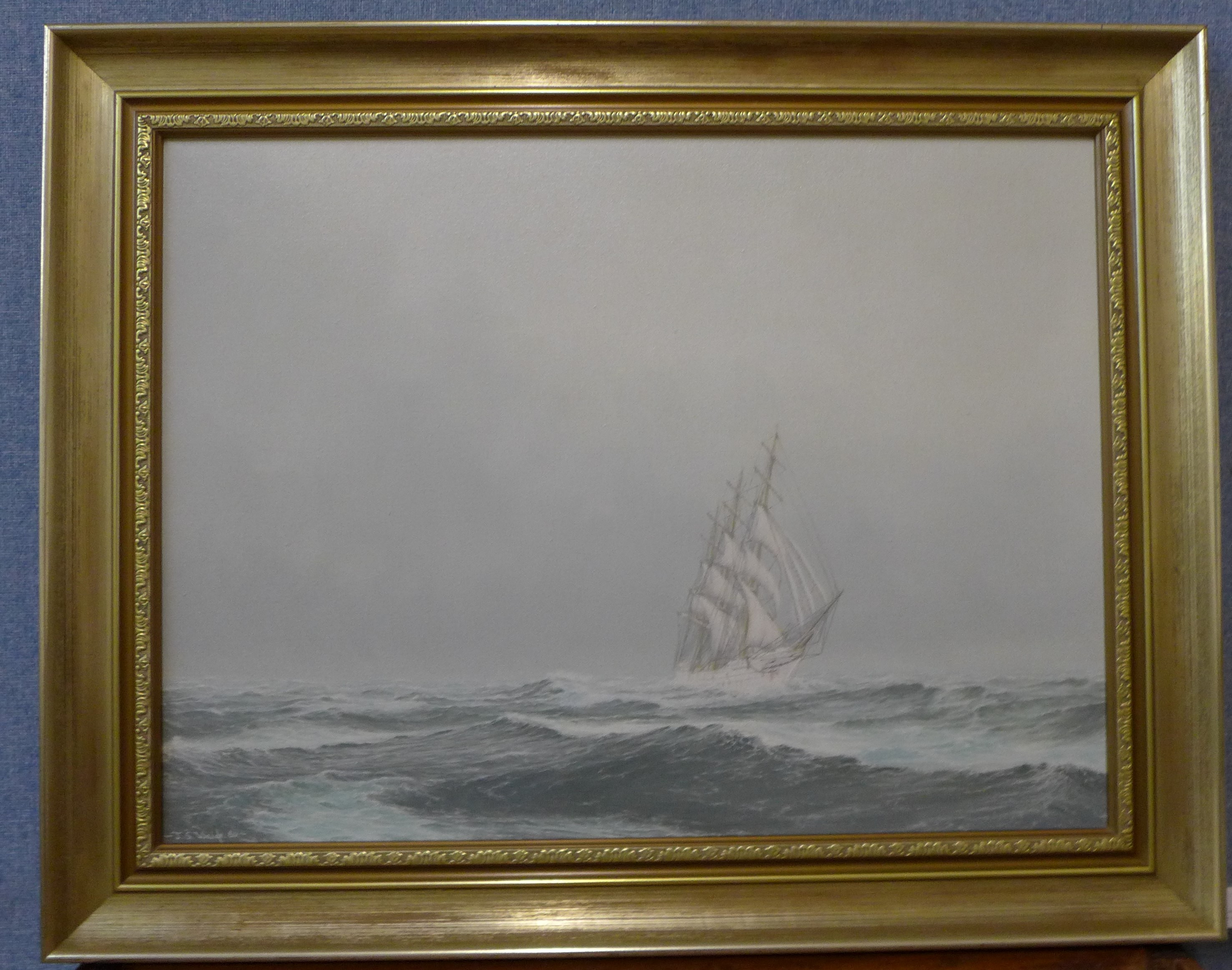 Jerry S. Waide (b. 1948), shipping off the coast, oil on canvas, 44 x 59cms, framed - Bild 2 aus 3