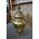 A large oriental gilt bronze censer and cover, 118cms h