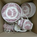 Myott Cambridge Old England red transferware tea and dinnerwares