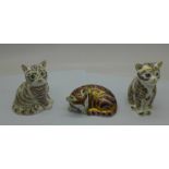 Three Royal Crown Derby Paperweights, ?Majestic Kitten', 2016, one of an edition of 5000, gold