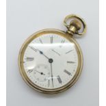 A Waltham pocket watch, 10 year case