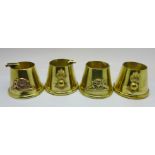 Four trench art ashtrays, two a/f