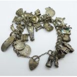 A silver charm bracelet, 79g