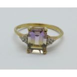 An ametrine and zircon ring, 1.6g, O