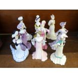 Nine Coalport figures of ladies