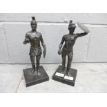 Two pewter figures of Roman soldiers, a/f