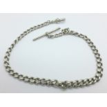 A silver Albert chain with graduated links, 26g