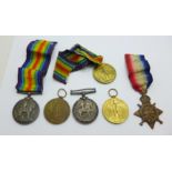 WWI medals, Star to 2175 Pte. E. Wilson, Manch.R, three Victory medals to 2.Lieut J. Bird, 03344