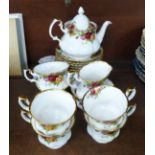 A Royal Albert Old Country Roses six setting tea service with small tea pot