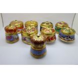 Nine Franklin Mint musical trinket boxes