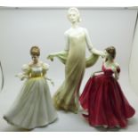 Three Royal Doulton figures, Enchanting Evening, a/f, Jasmine and Kathleen