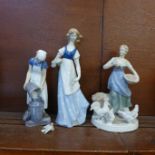Three Danish figures of girls, two a/f including Bing & Grondahl figure of the lady with milk pail