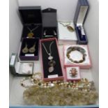 Silver and stone set jewellery, some boxed