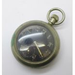 A military issue pocket watch, numbered on the back and side, 73076F