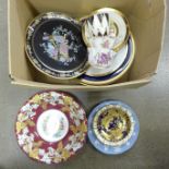 A collection of plates including Royal Crown Derby and other china including Royal Albert,