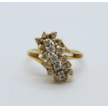 A 14ct gold and white stone cluster ring, 4.4g, size Q