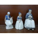 Two Royal Copenhagen figures of Dutch girls and one other Danish Bing & Grondahl figure of a girl