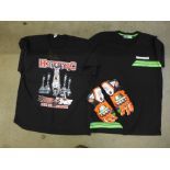 A pair of motorcycle gloves and a Kawasaki T-shirt, both signed by Tom Sykes and a signed Ian