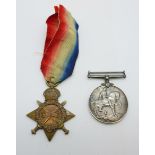 A pair of WWI medals, 14479 to E. Piper Scottish Rifles, the War Medal marked Cpl. and the Star