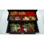 A jewellery box and costume jewellery