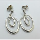A pair of 9ct white gold earrings, 2.5g