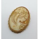 A 9ct gold mounted cameo brooch