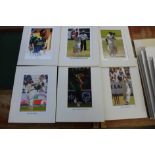 Thirty mounted cricketer pictures, England and International players, all signed, and other