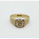 A 9ct gold and diamond ring, 2.7g, size L