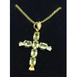 A silver gilt citrine cross pendant and chain