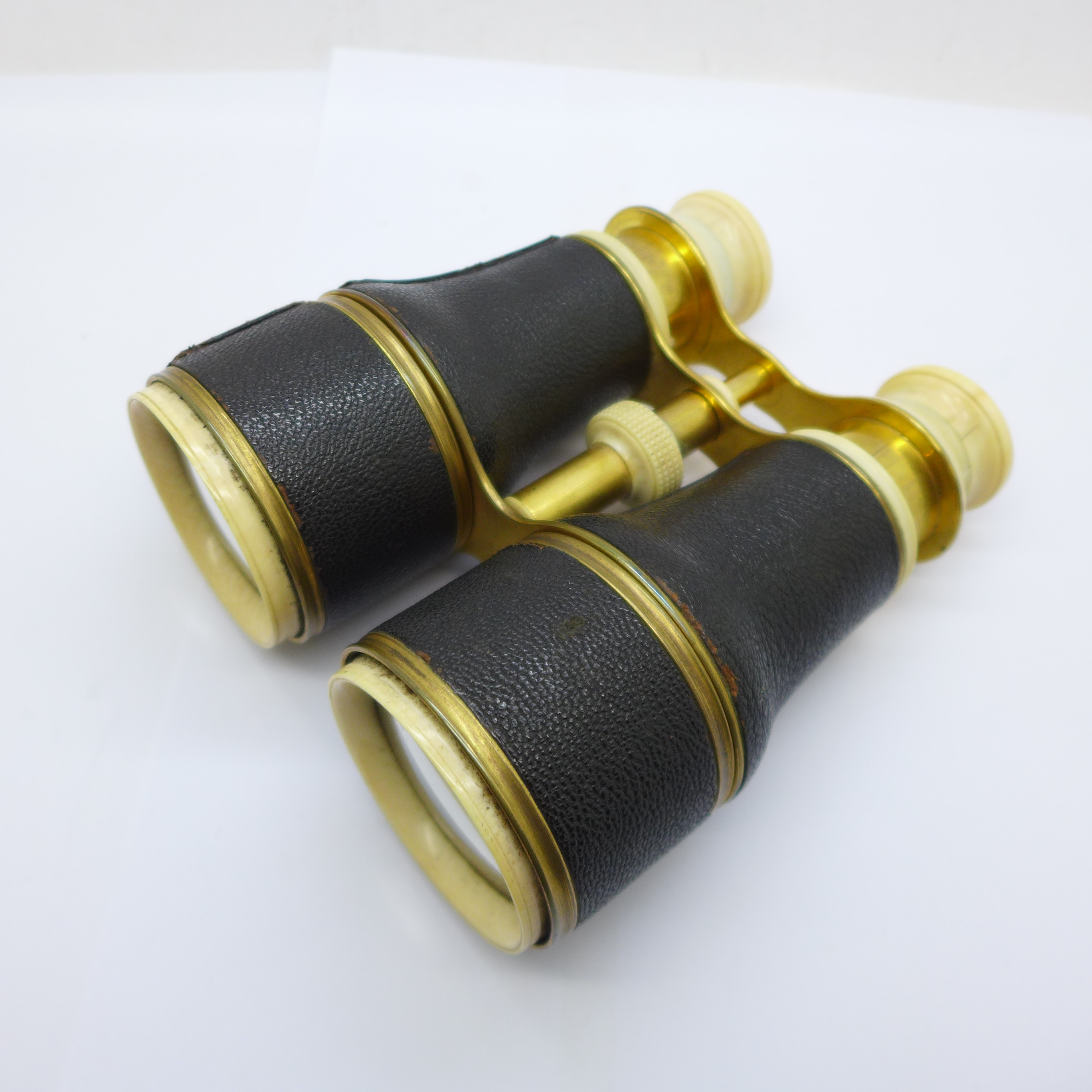 A pair of brass and ivory binoculars, cased - Image 3 of 3