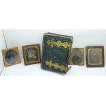 Four Ambrotype photographs and an empty carte de visite album