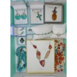 Silver and stone set jewellery, some boxed