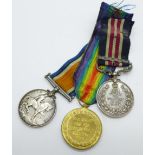 A George V Military Medal and two other WWI medals to 27875 Pte. W. Kay 9/L.N.Lan.R
