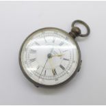 A metal cased pocket watch, Centre Seconds Chronograph