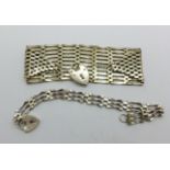 Two silver gate bracelets, 45g