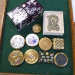 Compacts and an oriental jewellery box