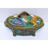 A 19th Century majolica game dish and cover