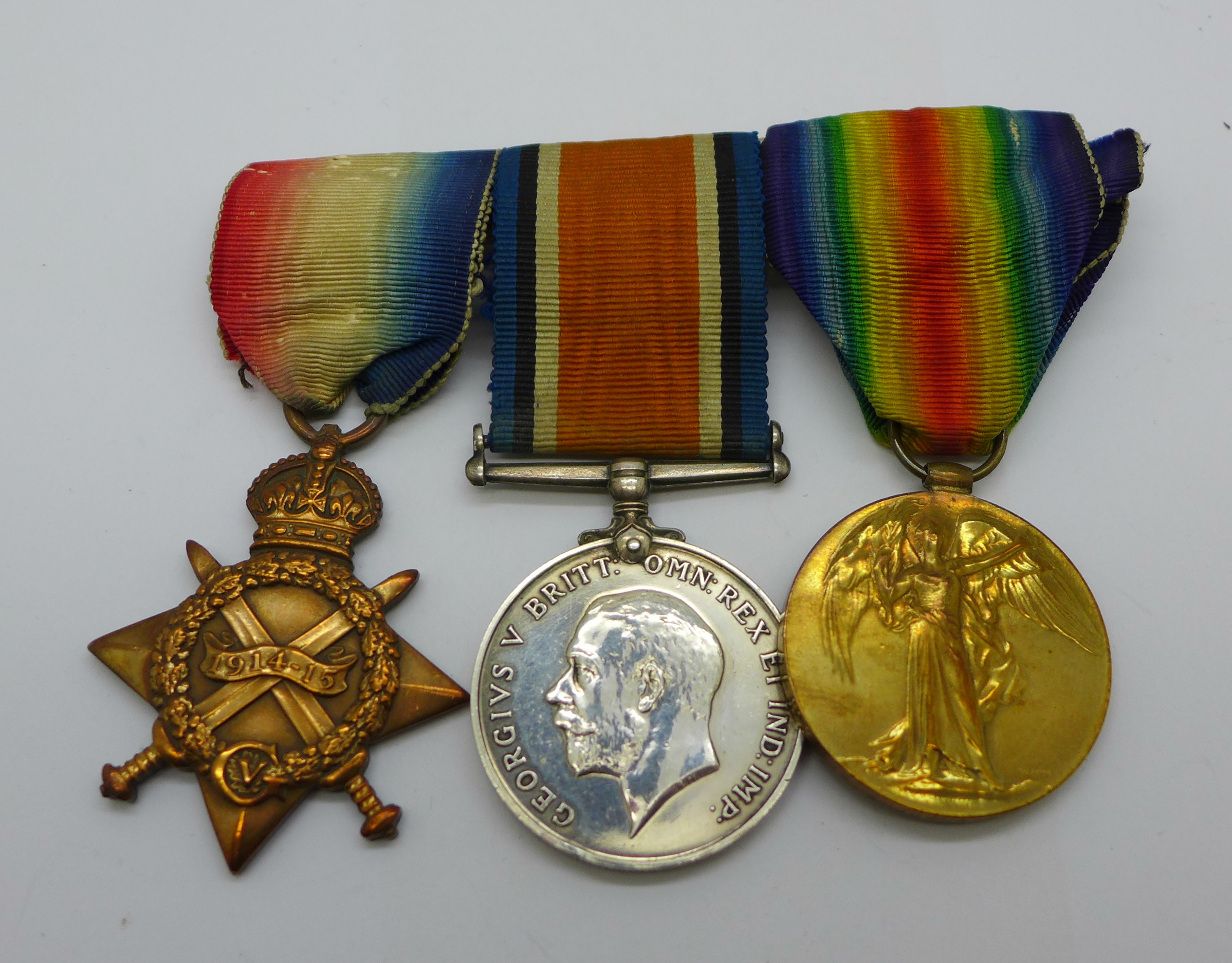 A trio of WWI medals, 64115 Pte. G. Johnstone R.A.M.C.