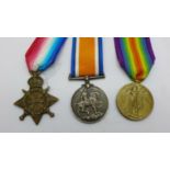 A trio of WWI medals, 16046 Pte. W. Broughton L.N.Lan.R