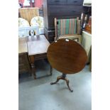 A Victorian mahogany Pembroke table and a George III mahogany circular tilt top tripod table