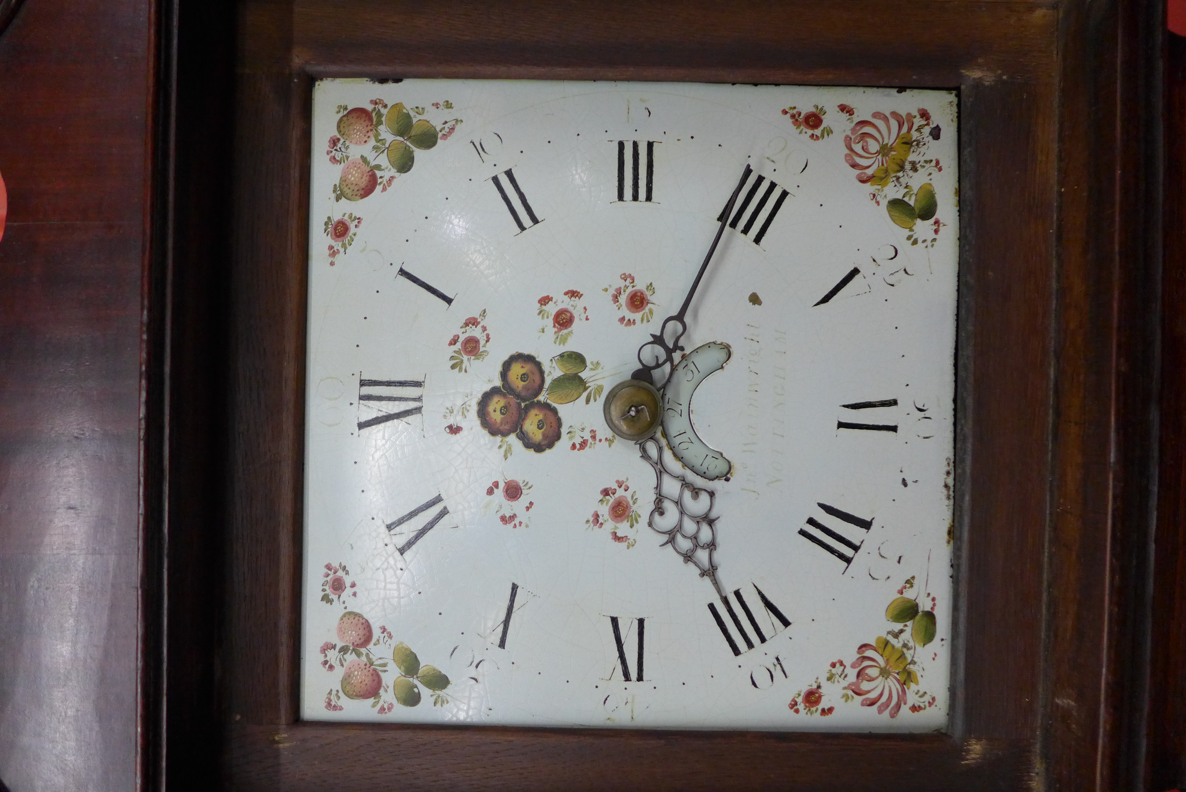 A 19th Century oak 30 hour longcase clock, the painted square dial signed J. Wainwright, Nottingham - Image 2 of 2