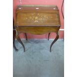 A 19th Century French marquetry inlaid rosewood and gilt metal mounted bureau de dame