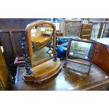 A Victorian walnut barleytwist toilet mirror and one other