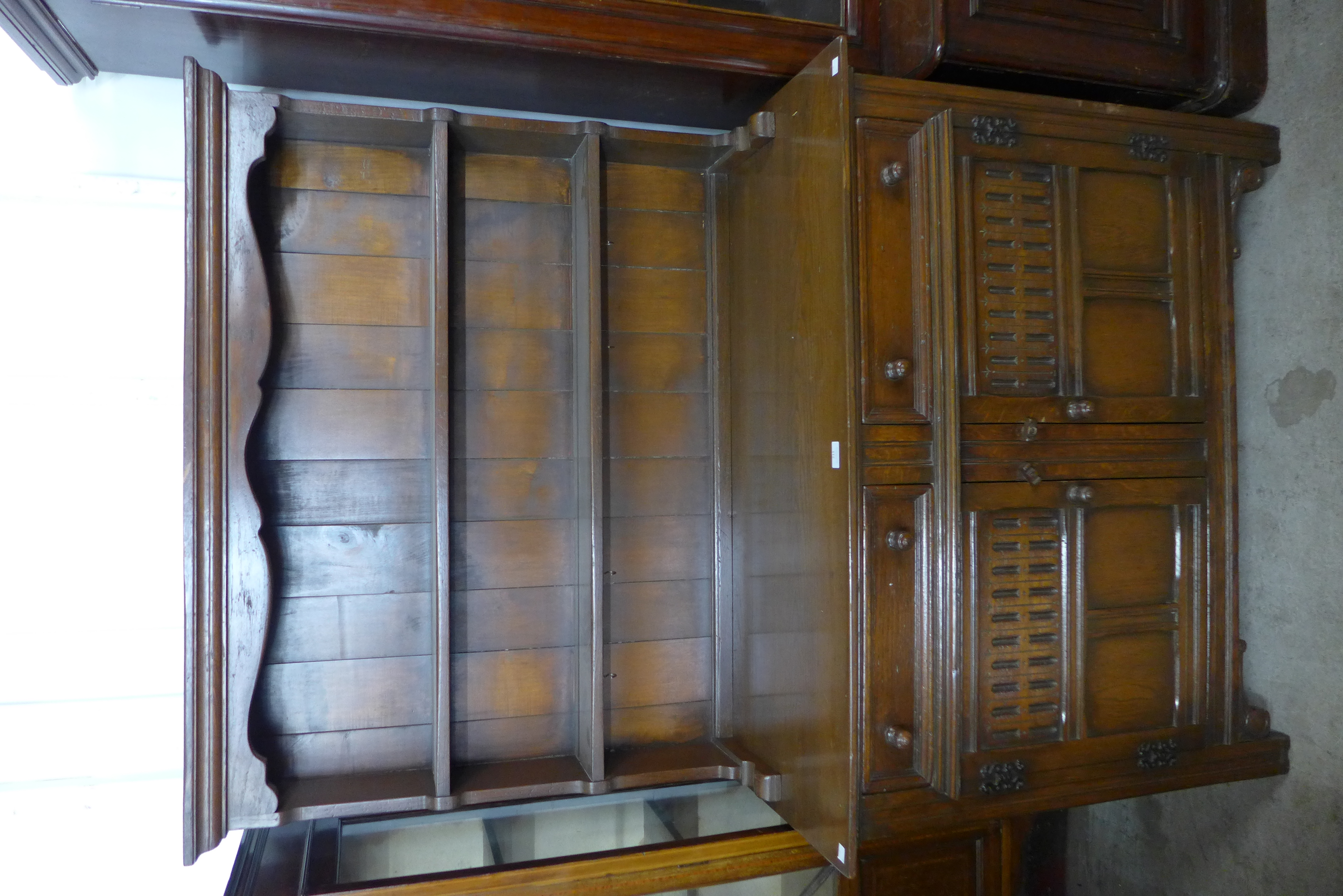 A carved oak dresser